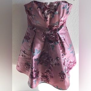 SPEECHLESS Juniors Size 7 💖 Pink Floral Strapless Corset Top Full Skirt Dress